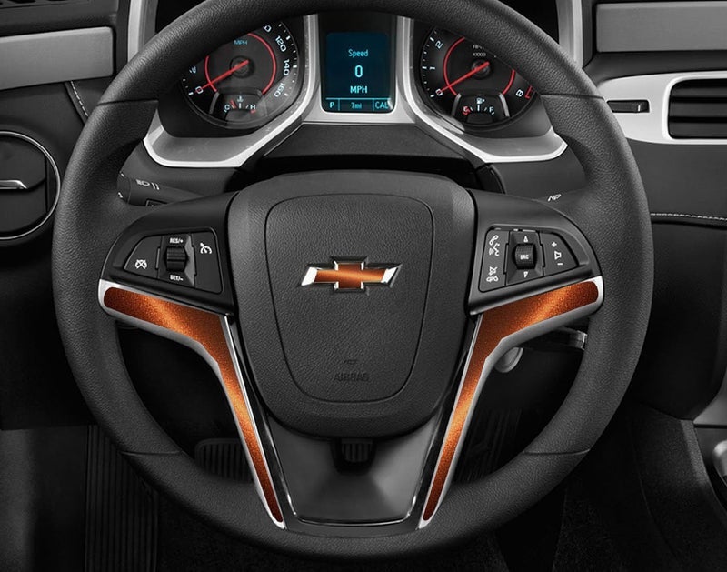 اي بس سي متوافق مع مجموعة كامارو 2012-2015 غطاء ملصقات ألياف الكربون لتغليف الجلد بنفسك، 2 وحدة من التركيب (برونز مع شعار) - Image 1